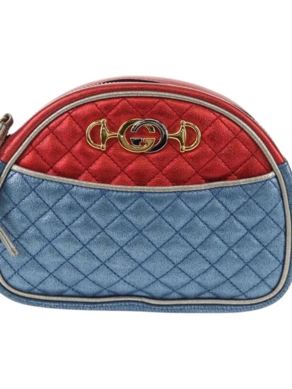 GUCCI Zumi Shoulder Bag Leather Outlet Blue Auth 154069V